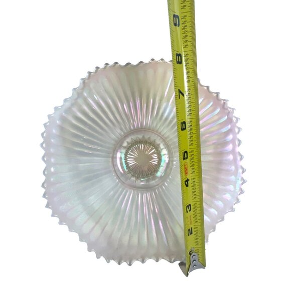 Vintage Iridescent Glass Serving Platter With Scalloped Edge - Picture 3 of 6